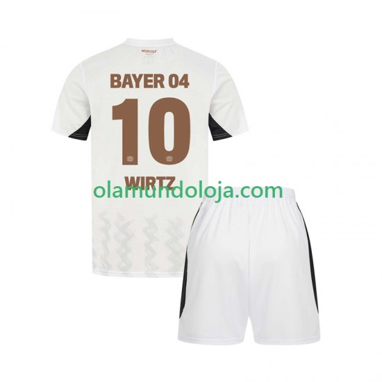 Camisola Bayer 04 Leverkusen Florian Wirtz 10 Criança Equipamento Segundo 2024-2025 Manga Curta